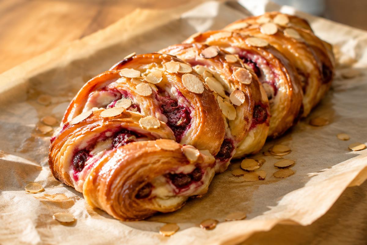 Finished Braided Raspberry-Almond Cream Pastry